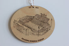 Gaylord Family Oklahoma Memorial Stadium, Home of Oklahoma Football, Stipple Art Wood Ornament