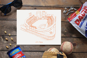 Citi Field, Home of the New York Mets, Stipple Art Print