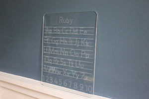 ADD A NAME! Reusable Acrylic Dry Erase Alphabet & Number Board