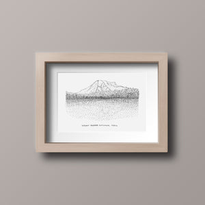 Mount Rainier National Park Stipple Art Print