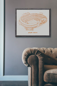 Neyland Stadium, Home of the Tennessee Volunteers, Stipple Art Print