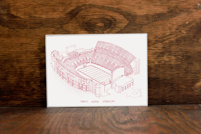 Davis Wade Stadium, Home of the Mississippi State Bulldogs, Stipple Art Print