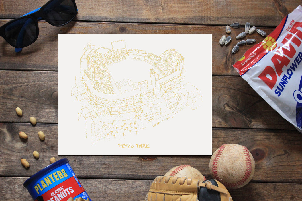 Petco Park - San Diego Padres - Stipple Art Print - Baseball Art - San Diego Padres Art - San Diego Padres Print -Stipple Print
