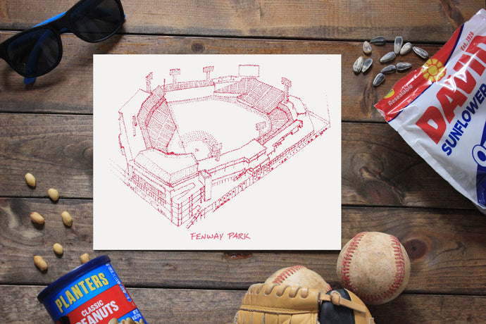 Fenway Park - Boston Red Sox - Stipple Art Print - Stipple Drawing - Baseball Art -Boston Red Sox Art - Boston Red Sox Print - Sports Art