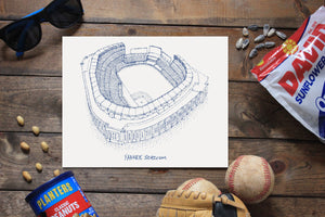 Yankee Stadium - New York Yankees - Stipple Art Print  - Baseball Art - New York Yankees Art - New York Yankees Print - Sports Art