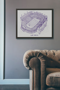 Tiger Stadium, Home of the LSU Tigers, Stipple Art Print
