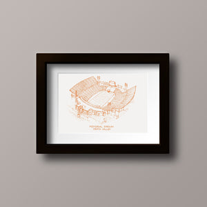 Memorial Stadium - Clemson Tigers - Stipple Art Print - Football Art - Clemson Tigers Art - Tigers Print