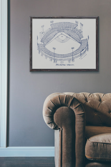 Arlington Stadium - Texas Rangers - Stipple Art Print - Baseball Art - Texas Rangers Art - Texas Rangers Print