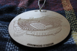 Arrowhead Stadium, Home of Kansas City Football, Wood Ornament