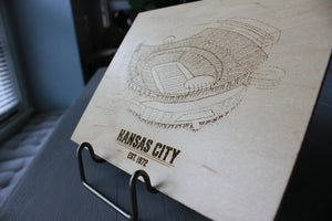 Wood Art - Arrowhead Stadium - Kansas City Chiefs - Stipple Drawing - Gallery Wall - Wall Decor - Kansas City Chiefs Art