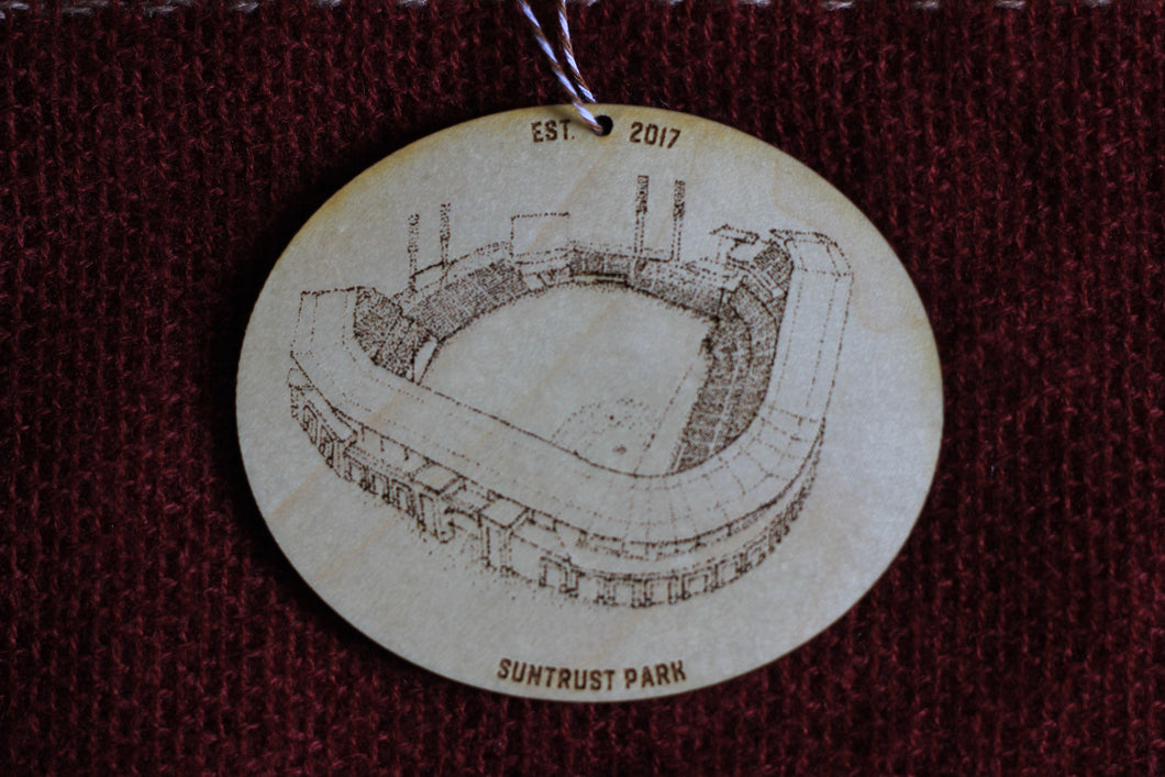 SunTrust Park - Truist Park - Atlanta Braves - Stipple Drawing Ornament - Atlanta Braves Ornament - Wood Ornament - Christmas