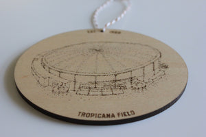 Tropicana Field, Home of Tampa Baseball, Stipple Art Wood Ornament