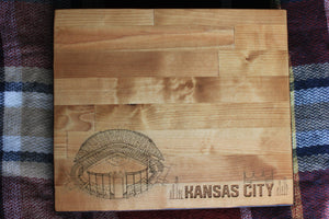 Kauffman Stadium, Home of Kansas City Baseball, Butcher Block Cutting Board
