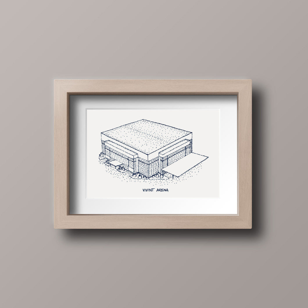 Vivint Arena, Home of Utah Basketball, Stipple Art Print