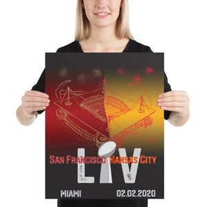 Championship Sunday Poster, San Francisco 49er's vs Kansas City Chiefs, featuring Miami Stadium